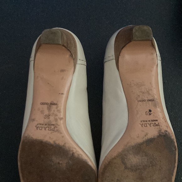 Prada Ivory Squared Pointy Toe Kitten Heel - Picture 3 of 4